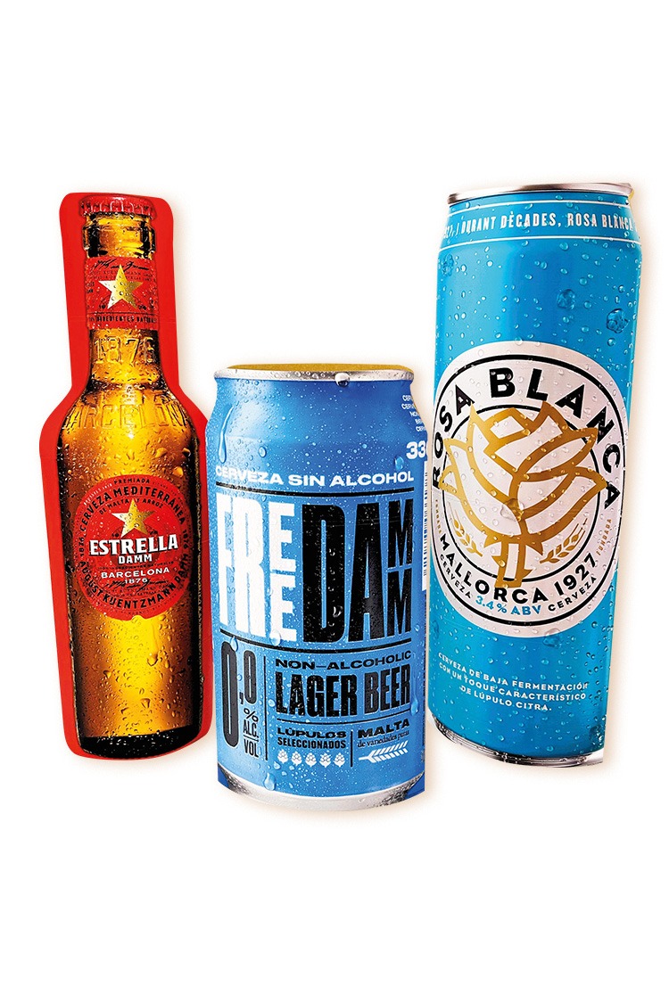 3 x cardboard totems for the brands associated with Estrella Damm